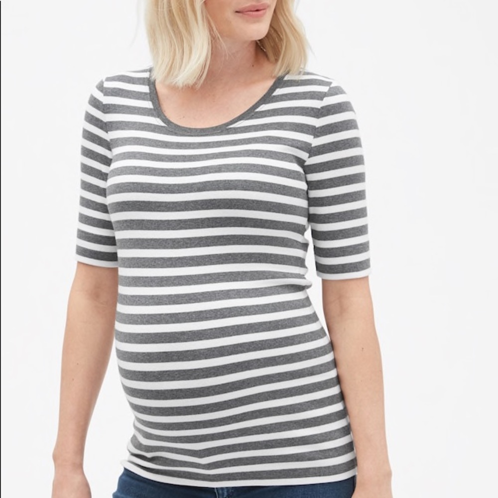 GAP maternity modern gray stripe scoop neck shirt